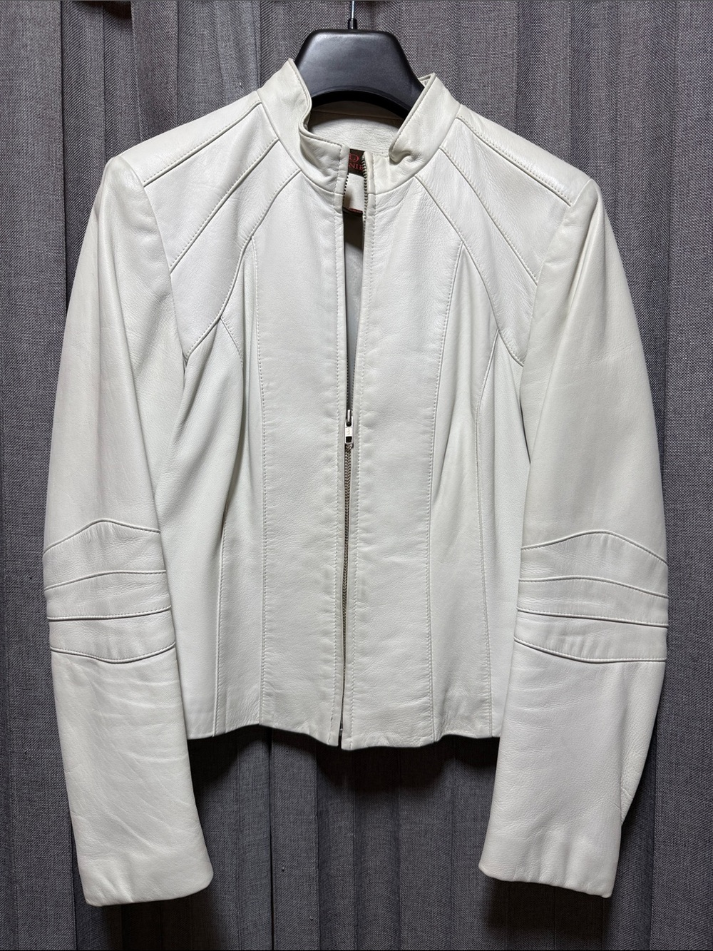 Danier-White Leather Zip Jacket